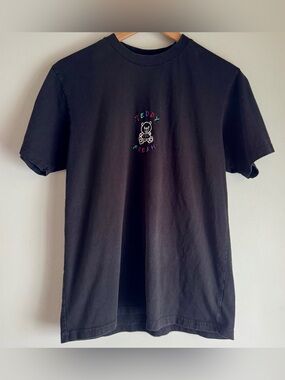 Teddy Fresh Black Short Sleeve Tee Shirt Multicolor Ted Embroidery Size Medium
